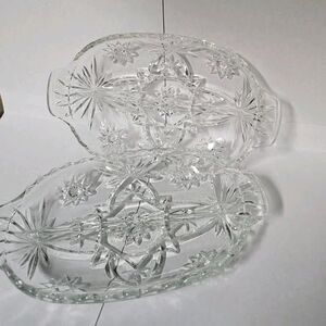 2 ANCHOR HOCKING ⭐ Oval DIVIDED Relish SERVING Dish AMERICAN PRESCUT Charcuterie